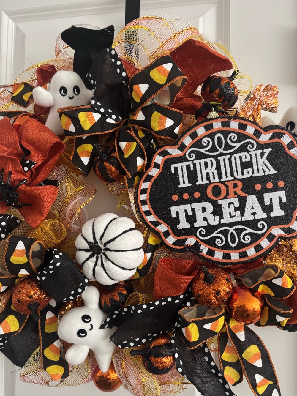 Summerween Halloween Trick or Treat Wreath Ghosts Custom Designed Final Sale